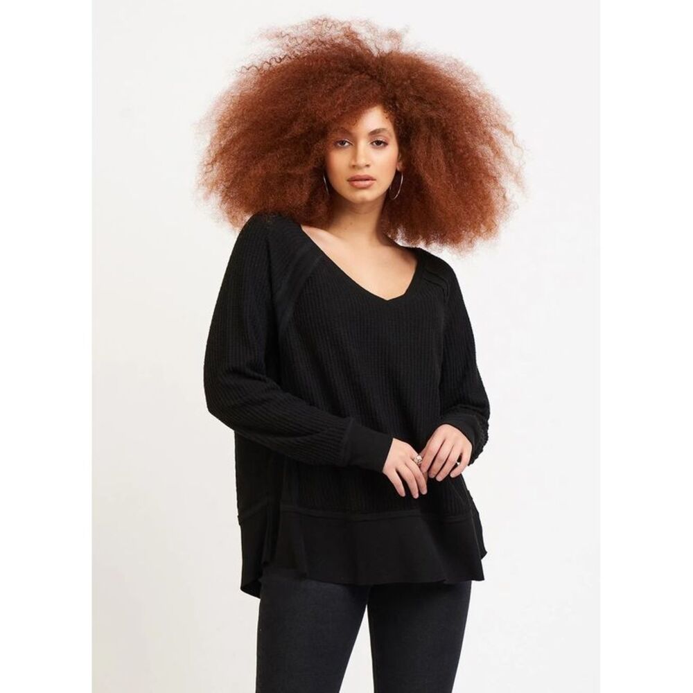 BLACK TAPE Womens Black Long Sleeve V Neck Top XS